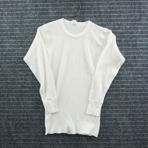 J.E. Morgan Thermal Shirt Mens Medium Cream Vintage 70s Waffle Knit Made in USA